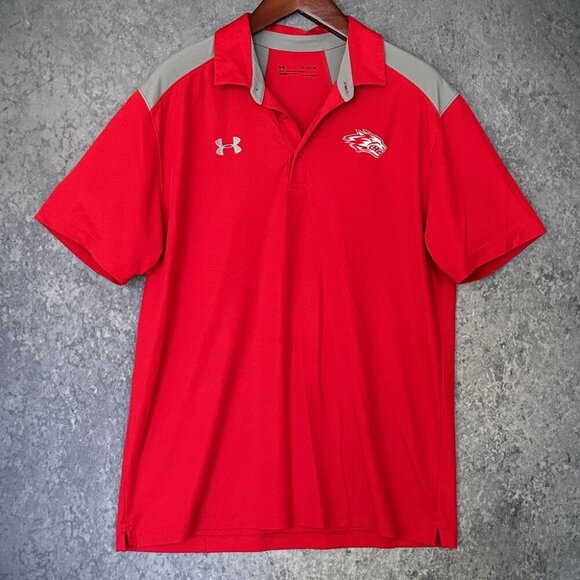 Two (2) Under Armour Heatgear Polo Shirts, Men's XL Loose Fit, Wolves Embroidery - Picture 4 of 12